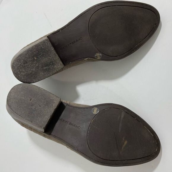 Lucky Brand Women's Folley Slip On Ankle Heeled Booties Gray Suede Leather US 10 - Picture 7 of 9